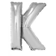 Ballon en aluminium, lettre K, argent, 36cm