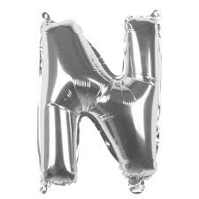 Ballon en aluminium, lettre N, argent, 36cm