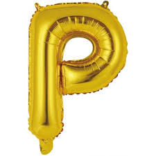 Ballon en aluminium, lettre P, or, 36cm