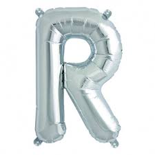 Ballon en aluminium, lettre R, argent, 36cm