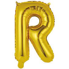 Ballon en aluminium, lettre R, or, 36cm