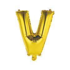 Ballon en aluminium, lettre V, or, 36cm