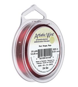 Fil de cuivre Artistic Wire  0,51mm, bobine 18,29 mètres, rouge