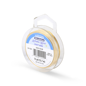 Fil en laiton Artistic Wire, plaqué 24GA, or, diam 0.51mm, 13.7m