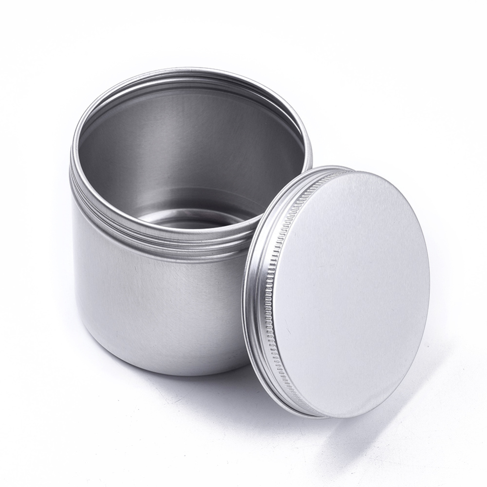 Boîte/contenant en aluminium, ronde, grise, 8,6x7,5cm