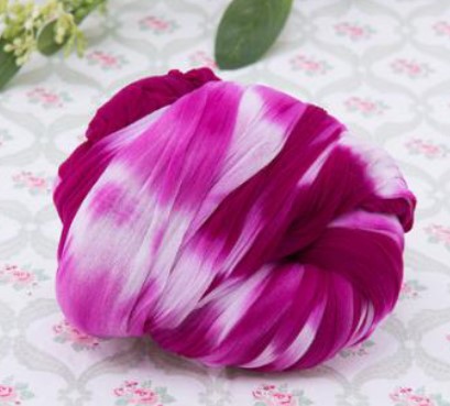 Bas en nylon deux couleurs pour la réalisation de fleurs artificielles fuchsia et blanc S50, environ 70cm