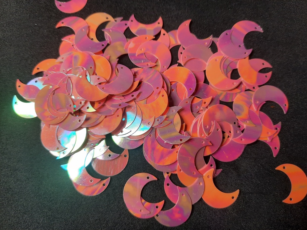 Sequin en forme de croissant couleur rose nuance orange les 10g