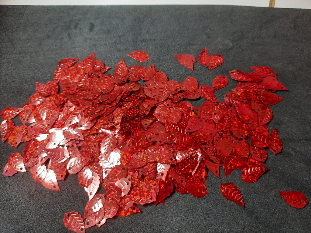 Sequin en forme de feuille de hêtre à paillettes couleur rouge à paillettes les 10g