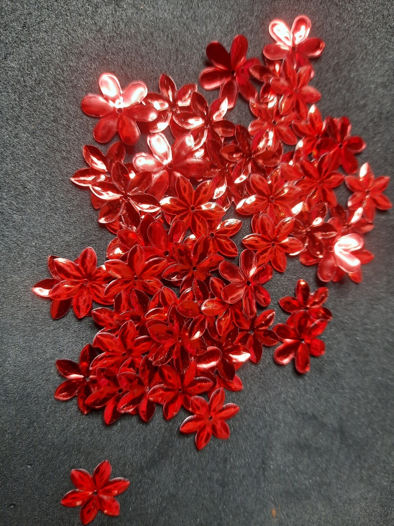 Sequin en forme de fleur couleur rouge les 10g