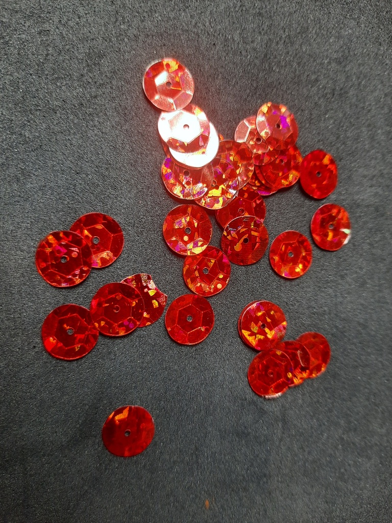 Sequin rond à facettes 1cm couleur rouge à facettes les 10g