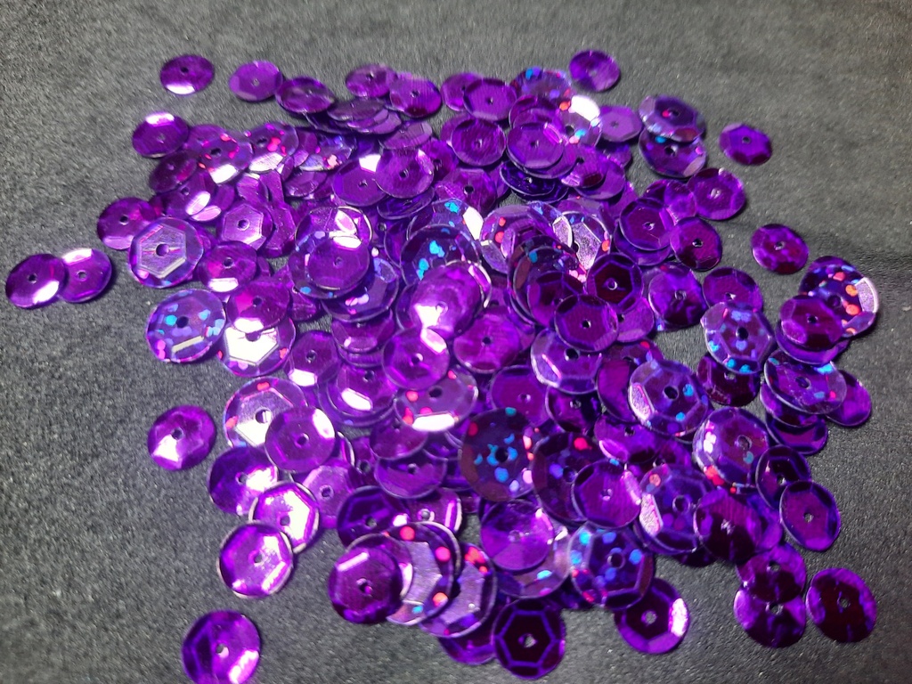 Sequin rond à facettes, 6mm couleur  violet à facettes les 10g