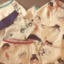 Culotte ou boxer d'apprentissage, doublés, motifs divers