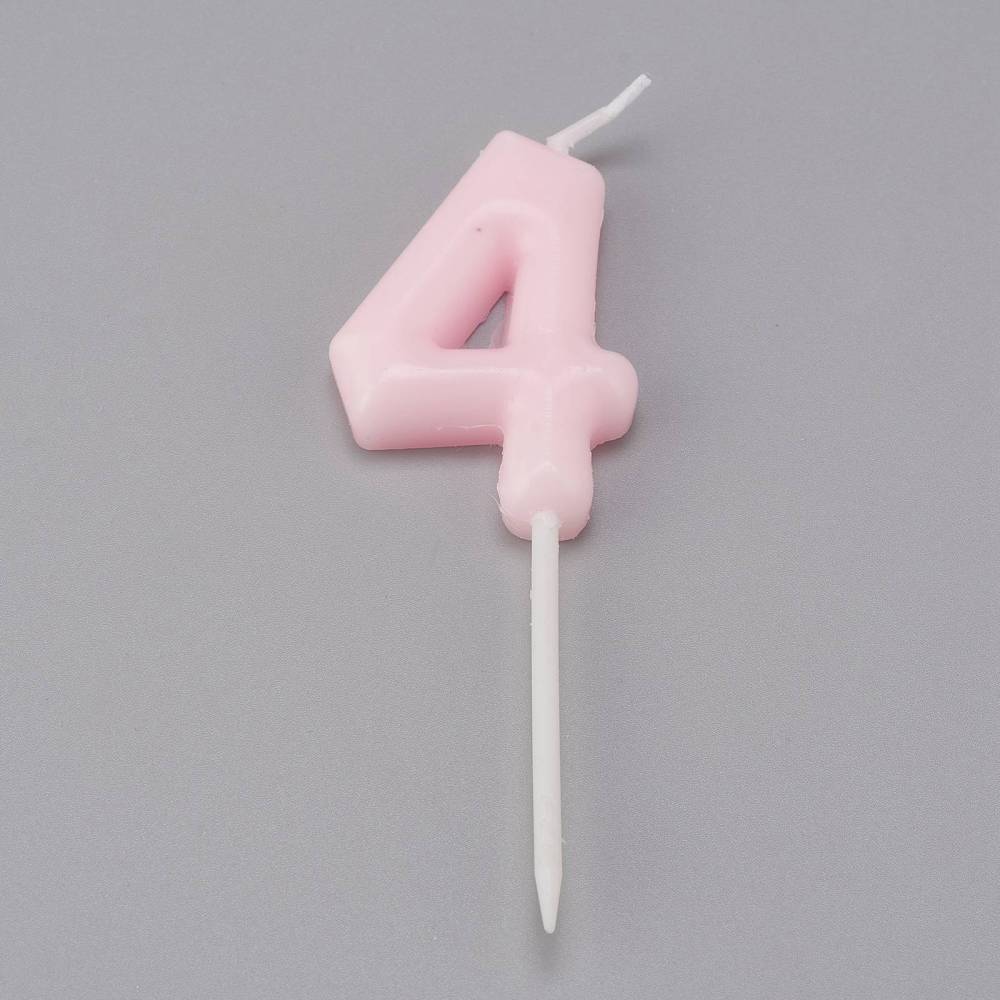 Bougie anniversaire rose chiffre 4 - 91x29.5x7.5mm