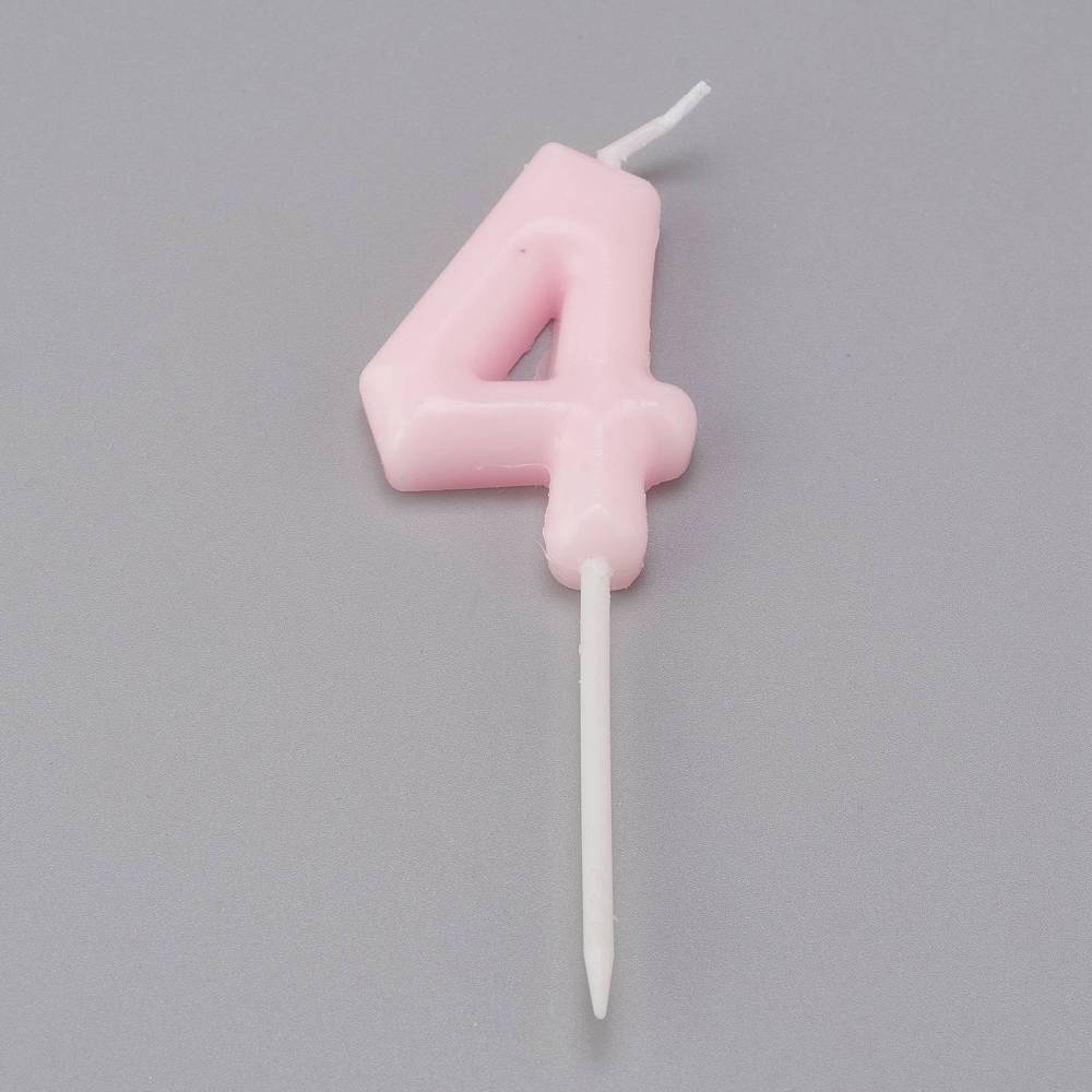 Bougie anniversaire rose chiffre 4 - 91x29.5x7.5mm