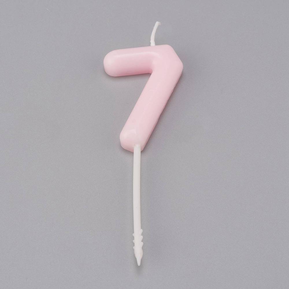 Bougie anniversaire rose chiffre 7 - 87.5x28.5x8.5mm