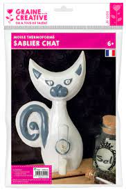 Moule thermoforme sablier chat, un sablier en verre