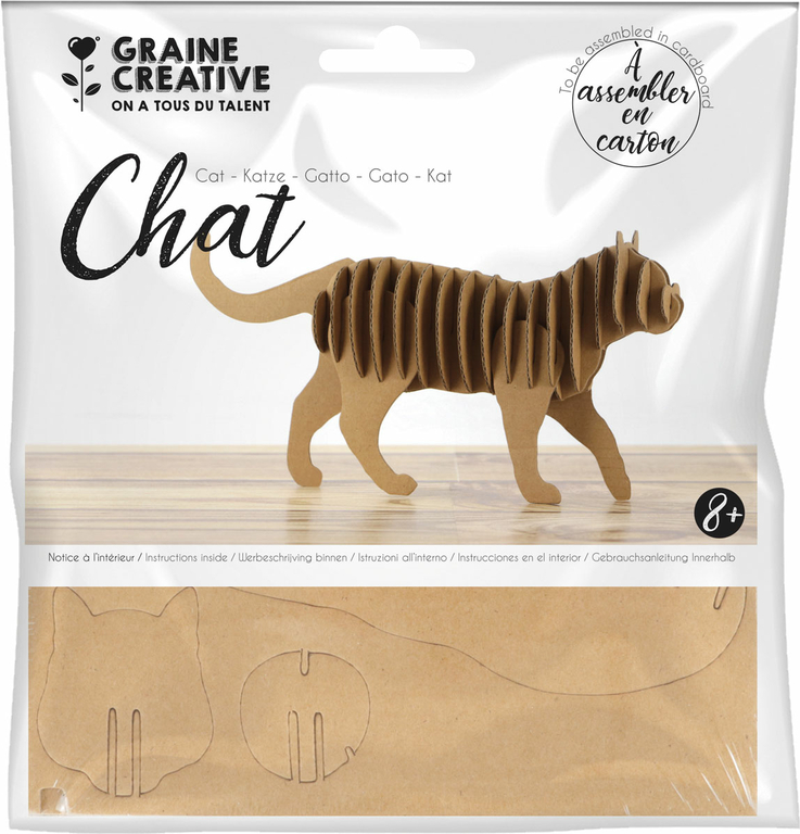 Maquette en carton, chat, 150 x 150 mm