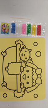[98312] Livret carte sable fille dans le bain + sable 6 couleurs 21x15cm