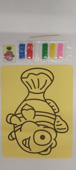 [98329] Livret carte sable poisson + sable 6 couleurs 21x15cm