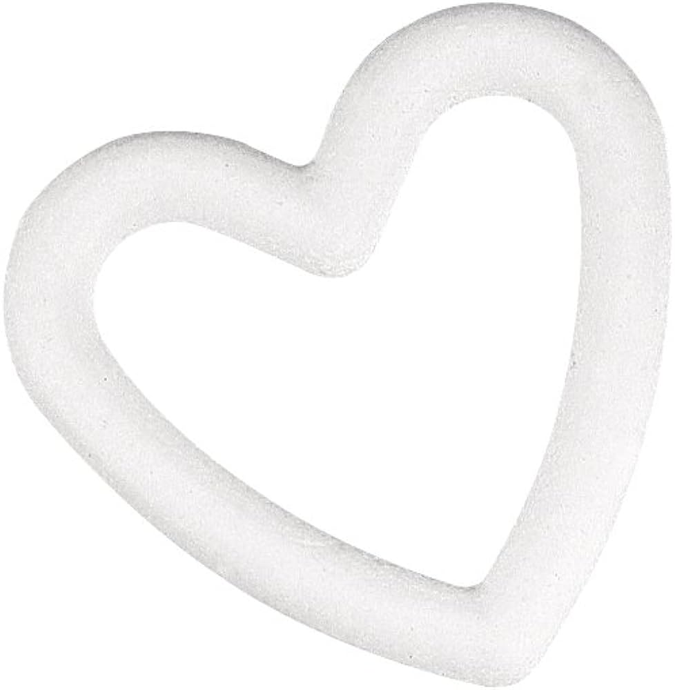 Coeur en polystyrène blanc, ajouré, 15 cm