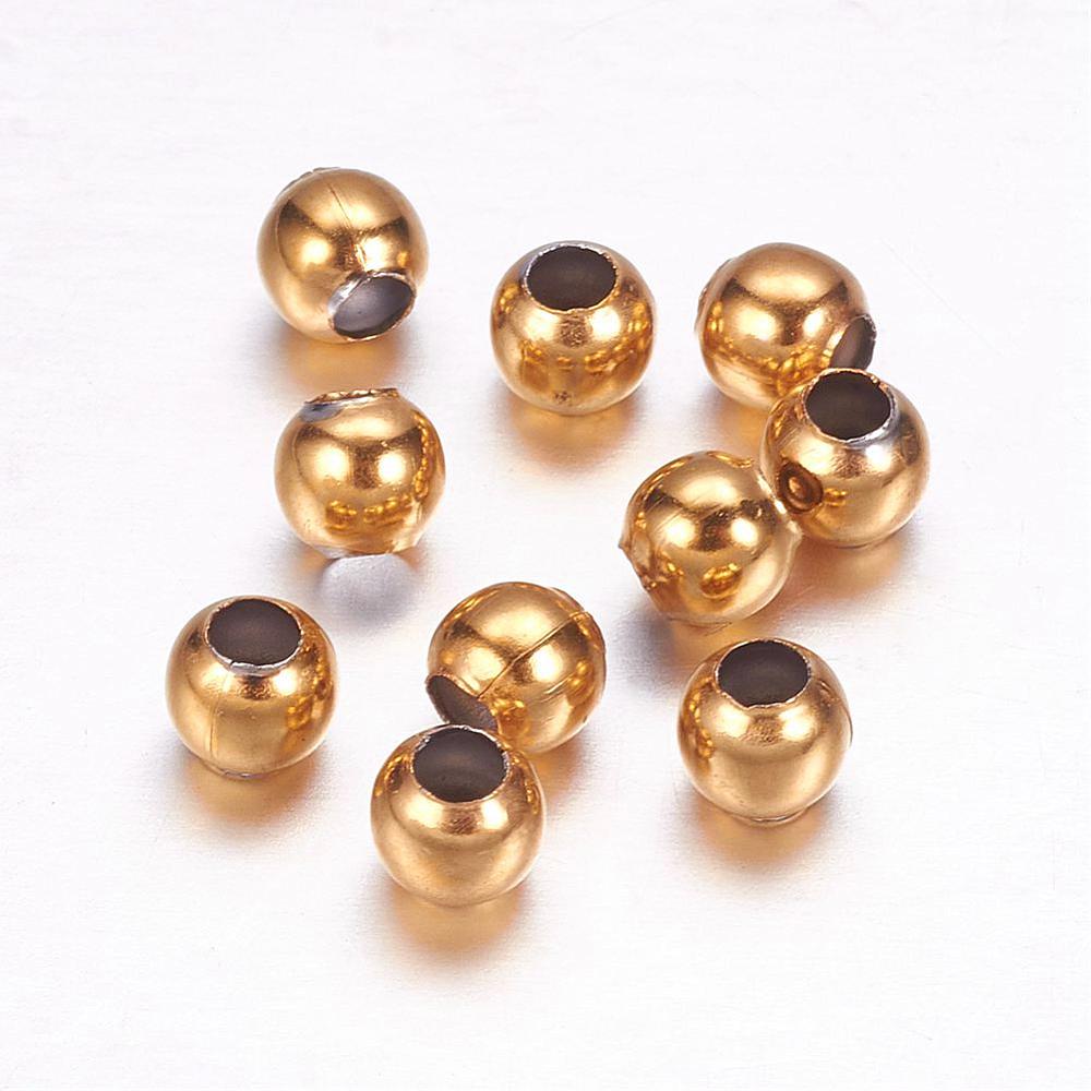 Perle en INOX doré, plaqué or 18k, 4x3.5mm trou 1.5mm