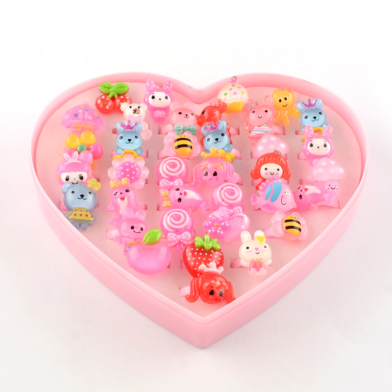 Bague Animaux ouverte pour enfant, couleur mixte rose, taille 1 3/4 13m