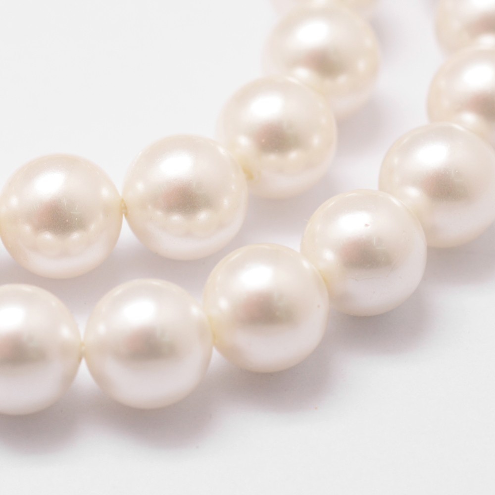 Perle de coquillage naturelle, plaquée, grade A, blanche, ronde, 6mm, trou 0,8mm