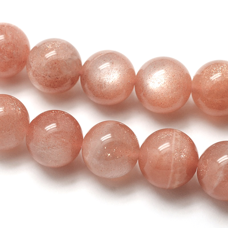 Pierre de soleil, naturelle, rose orangé, ronde,  4mm, trou 1mm