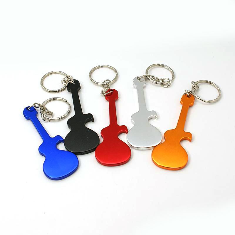 Porte clé en métal, forme guitare, multicolor, ~124x4mm