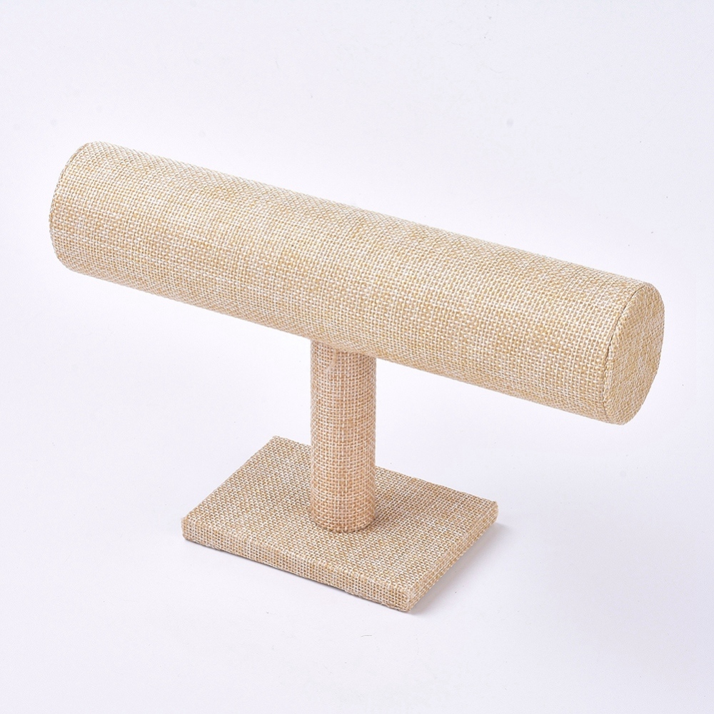 Présentoir de bracelet en T en lin, beige, 13,7x24x7,1mm