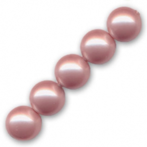 Perle imitation nacre ronde et nacrée, 4mm, couleur rose poudré