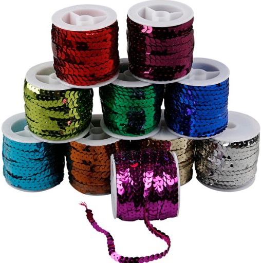 Ruban de sequins, coloris variés, le mètre