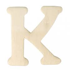 Lettre K en bois, majuscule, plate, 4x3,5cm