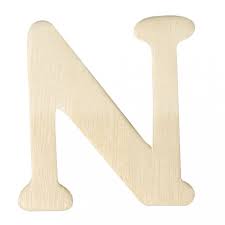 Lettre N en bois, majuscule, plate, 4x3,5cm