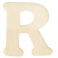 Lettre R en bois, majuscule, plate, 4x3,5cm