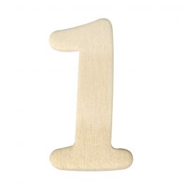 Chiffre 1 en bois, plat, 4x2,5cm