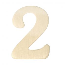 Chiffre 2 en bois, plat, 4x3cm