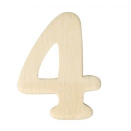 Chiffre 4 en bois, plat, 4x3,5cm