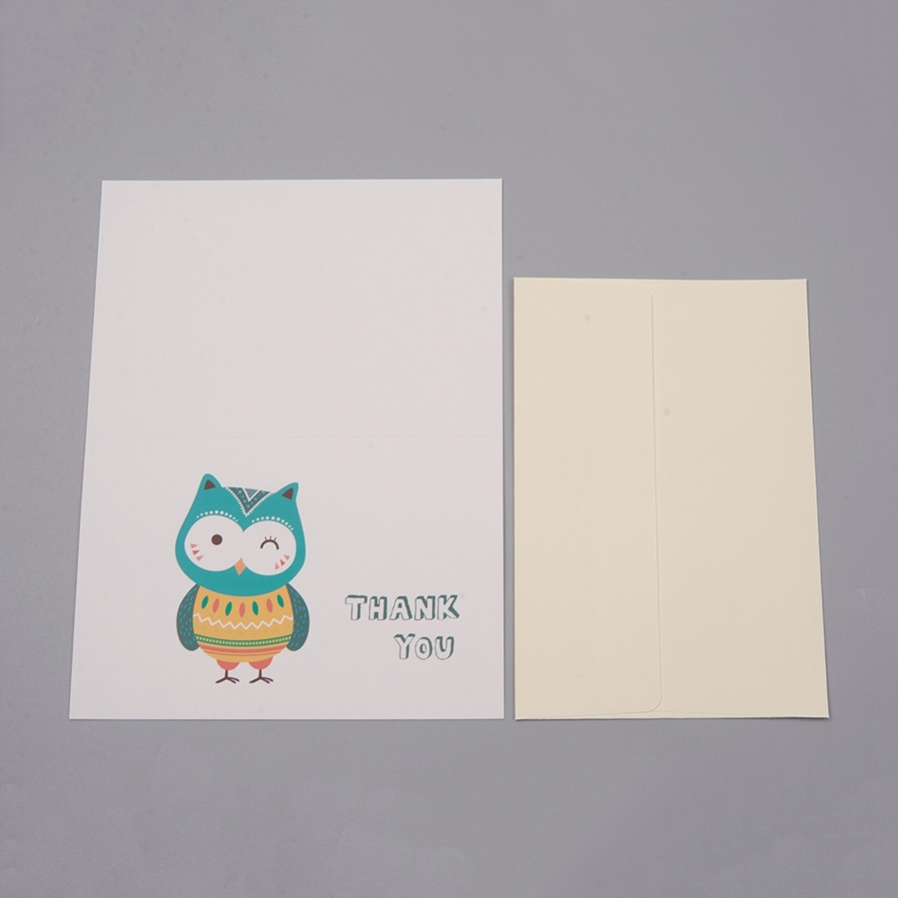 Carte de remerciement Hibou &quot;Thank You&quot; + enveloppe, 10x15cm