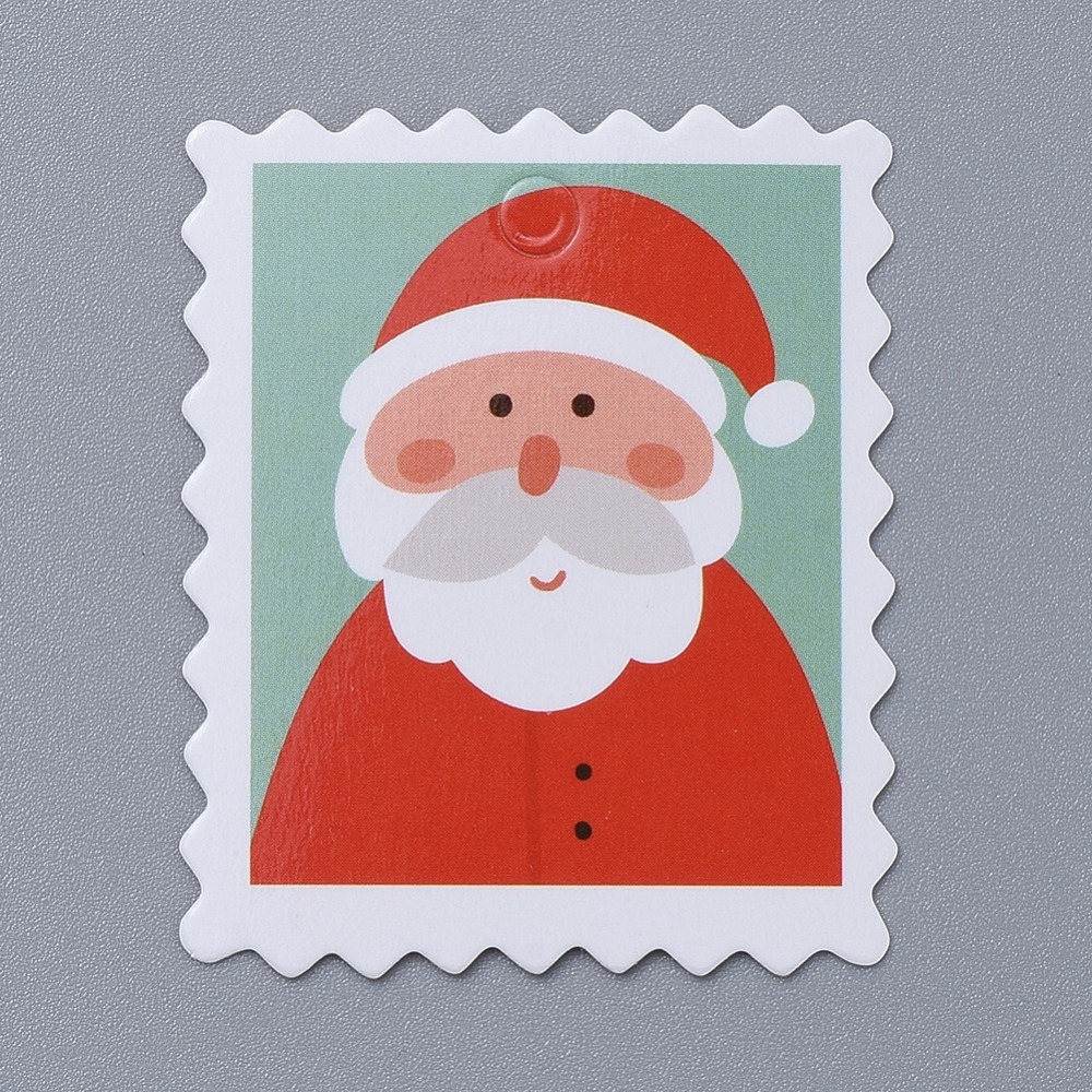 Etiquettes cadeau papier kraft Père Noël, 5x4cm, trou 4,5mm x 10