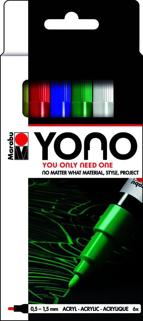 Marqueur Marabu YONO assort. 6 couleurs, 0,5-1,5mm
