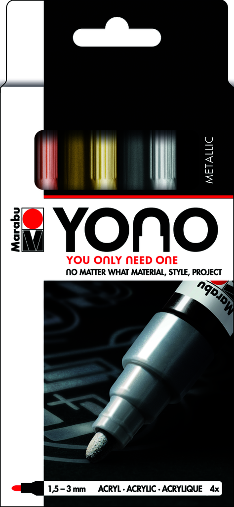 Marqueur Marabu YONO METAL x 4 couleurs, 1,5-3mm