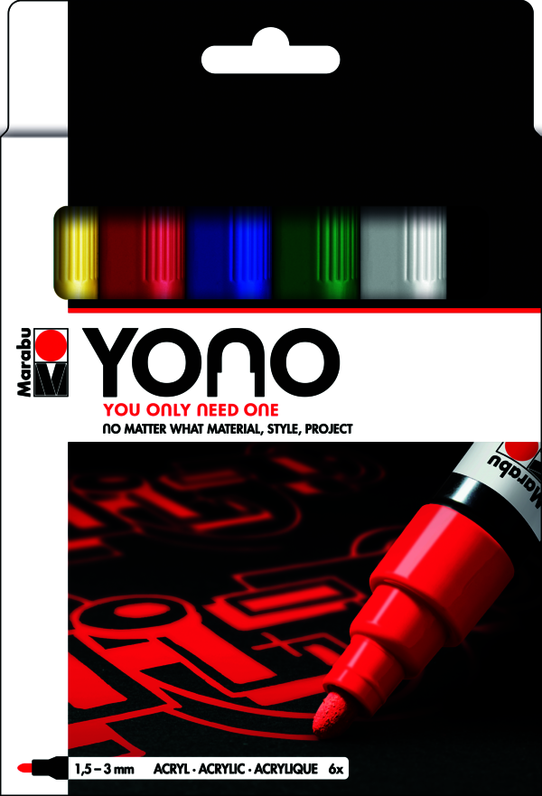 Marqueur Marabu YONO assort. 6 couleurs, 1,5-3mm
