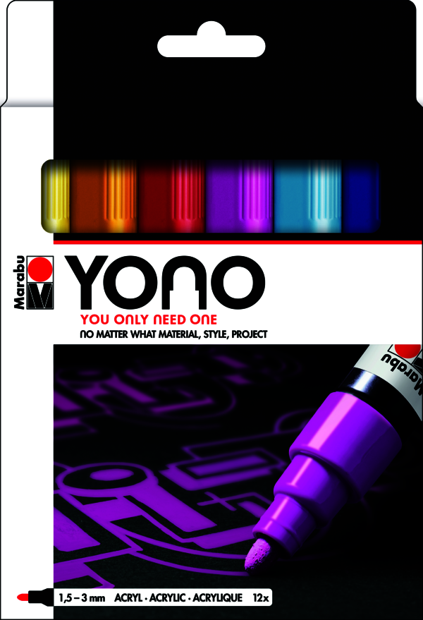 Marqueur Marabu YONO assort. 12 couleurs, 1,5-3mm