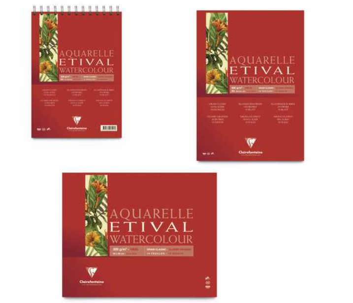 Bloc Feuilles Aquarelle Etival A4 x 10, 300g/m2