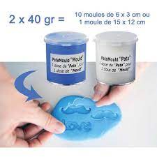 Pate de moulage en silicone, blanche et bleue, 2 x 40gr