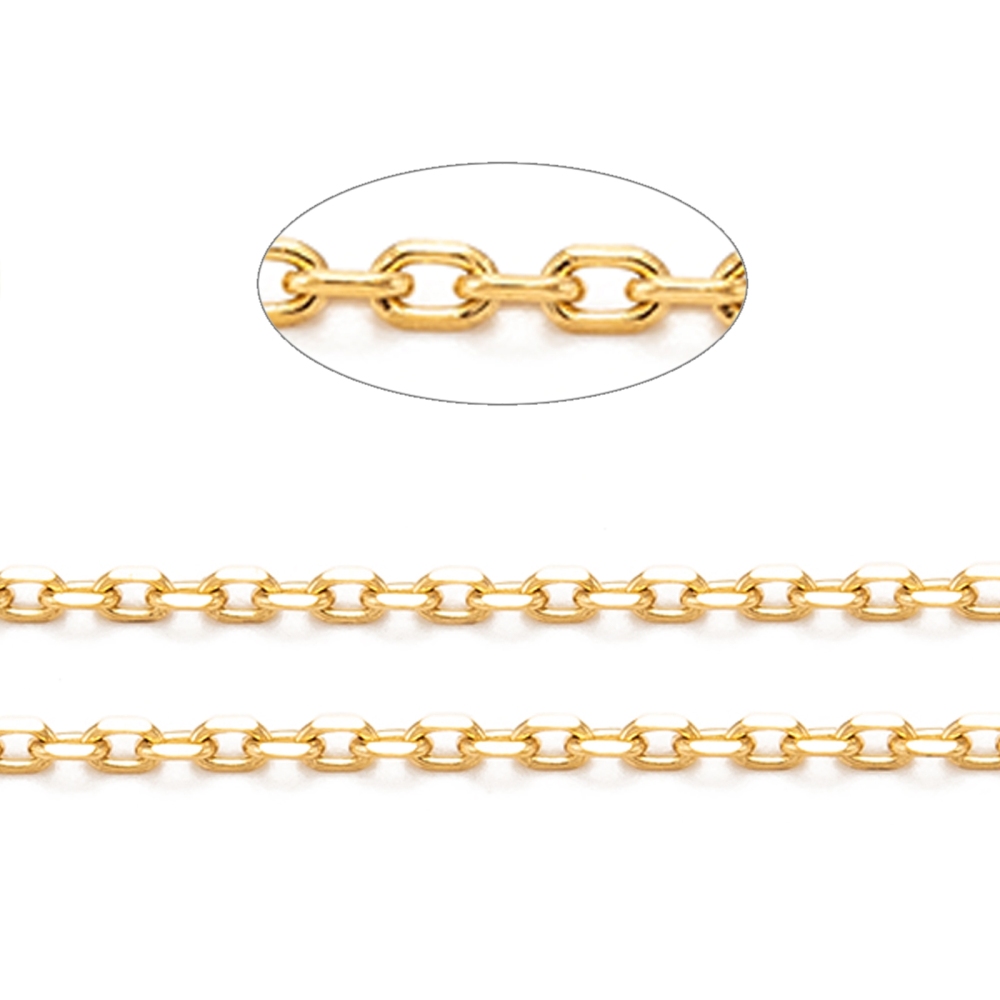 Chaîne INOX, placage ionique, doré, 2x1,2x0,4mm au mètre