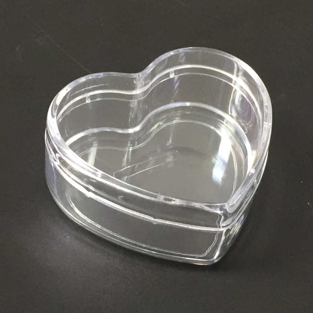 Boite en plastique transparente, coeur, 6.5x6x3cm