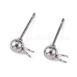 Boucle d'oreille, INOX, argent, avec boucle 0,8mm, 15x7mm, trou 2mm