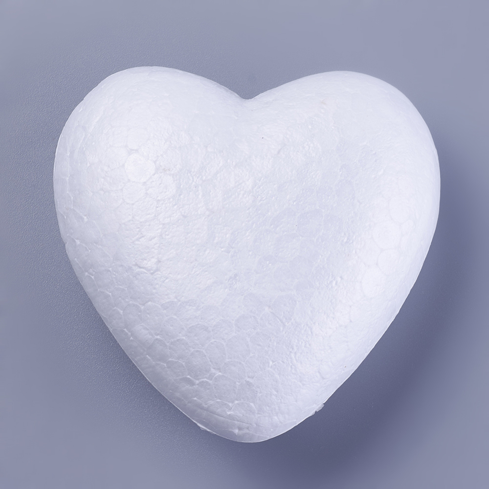 Coeur en polystyrène blanc, 6.7x6.7x3 cm